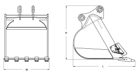 各メーカーに適合するチルトローテーター用の普通(標準)バケット