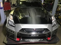 R35GTR リバティーウォーク ドライカーボンボンネット 取り付け！